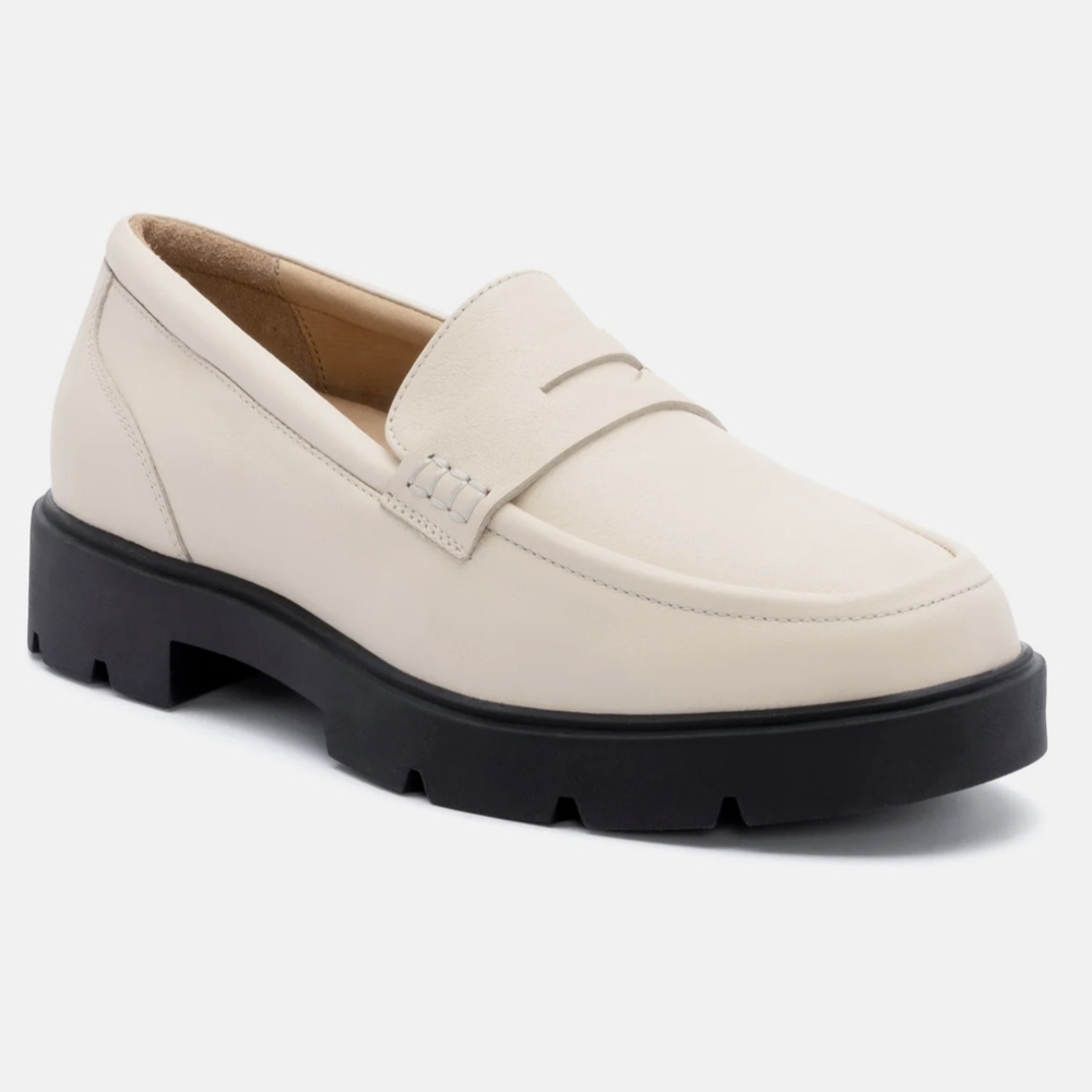 Abeo Ivory Leather Lug-Sole Penny Loafer